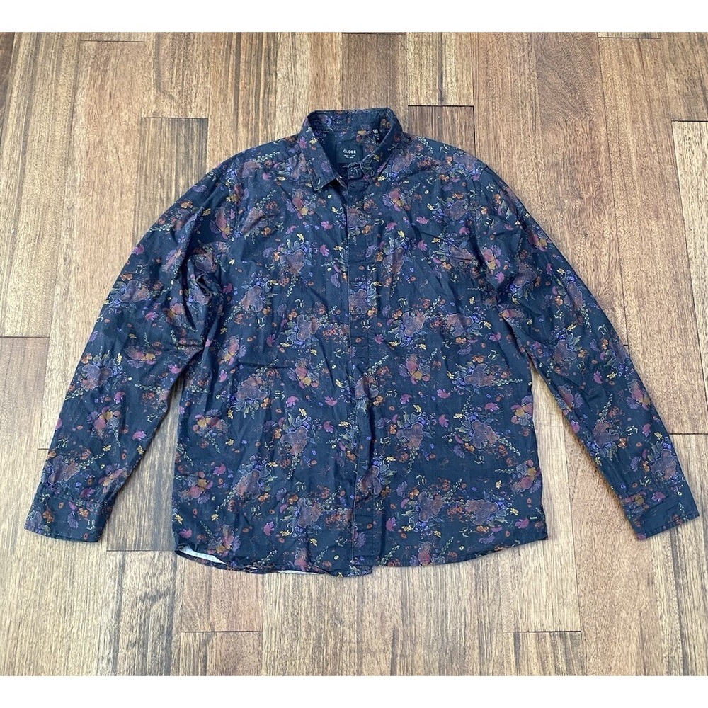 Globe United by Fate Button Down Shirt Mens XL Green Dion Collection Floral